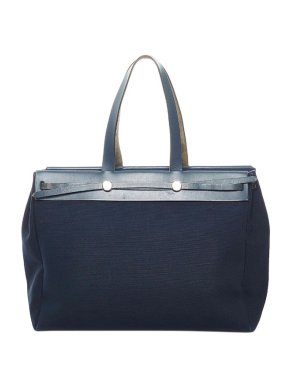 Hermes Blue canvas Herbag Cabas MM bag
