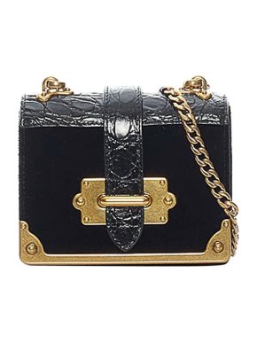 Prada Black embossed leather micro Cahier bag