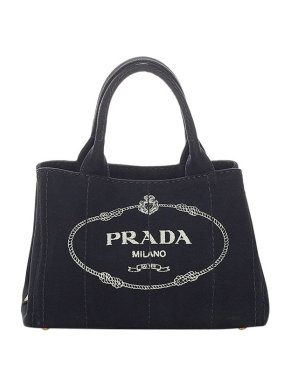 Prada Black canvas Canapa Logo tote bag