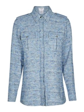 Chanel Blue Fantasy Tweed Shirt Jacket