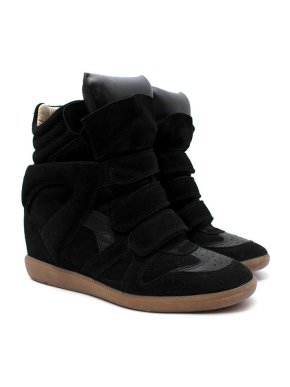 Isabel Marant Black suede Beckett wedge trainers