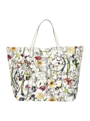 Gucci White Flora canvas tote bag
