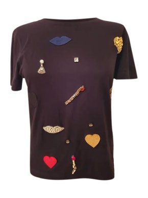 Stella McCartney Navy cotton jersy appliques t-shirt