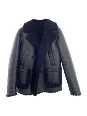 Theory Black shearling pea coat