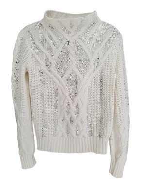 Ermanno Scervino Cream embellished cable knit jumper