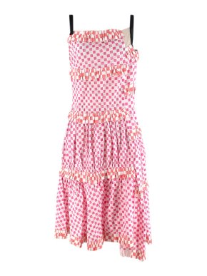 Loewe Pink & white checkerboard waffle cotton dress