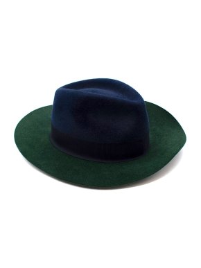 Larose Green & navy rabbit fur felt hat