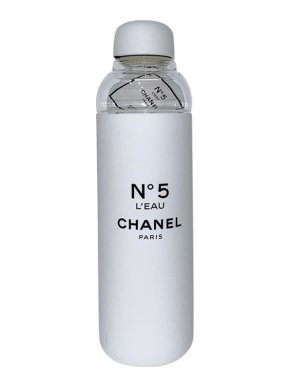 Chanel White & clear glass Factory 5 water bottle