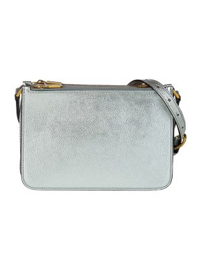 Burberry Silver metallic leather crossbody bag