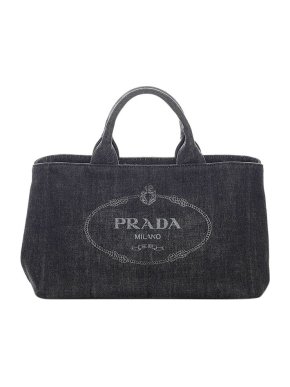Prada Denim Canapa logo tote bag