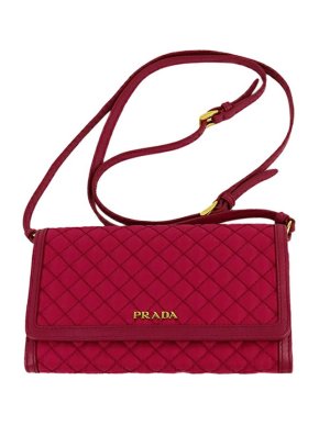 Prada Red nylon Tessuto Impunto strap wallet