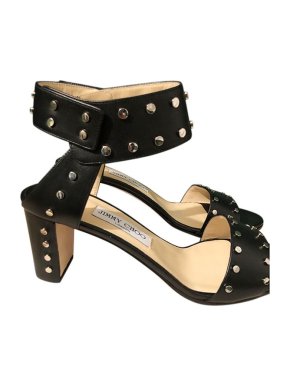 Jimmy Choo Black leather studded Vitto 65 heeled sandals