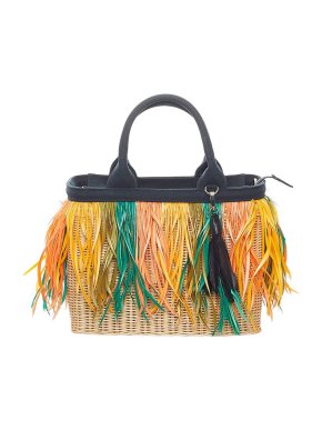 Prada Fringed raffia basket bag