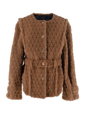Chanel Tan diamond-shaved shearling jacket
