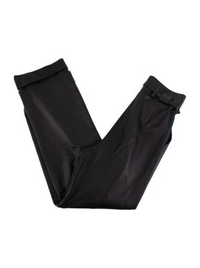 Fendi Black leather paper bag-waist trousers