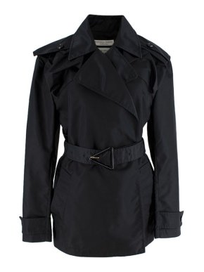 Bottega Veneta Black gabardine short trench coat
