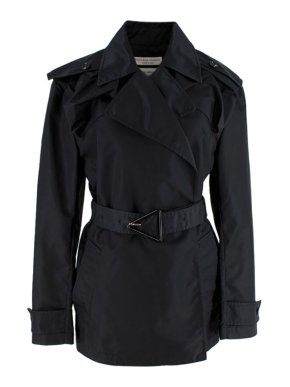 Bottega Veneta Black gabardine short trench coat