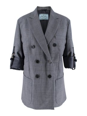 Prada Grey wool Prince of Wales checked blazer