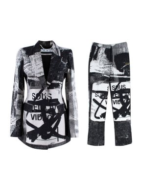 Off White Monochrome graffiti jacquard blazer & trousers