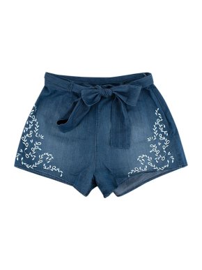Ermanno Scervino mid-wash denim embroidered shorts