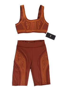 Fendi First rust-orange strech jersey sports bra & shorts