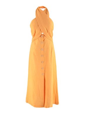 Nanushka Orange linen Soffio halterneck dress