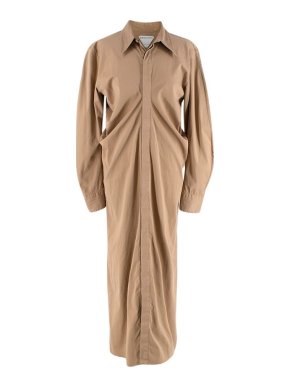 Bottega Veneta Camel brushed silk-cotton shirt dress