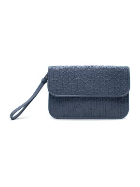 Dior Blue leather Oblique embossed clutch bag