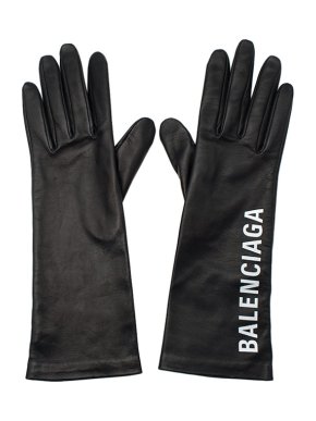 Balenciaga Black stretch leather logo gloves 7