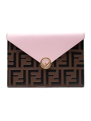 Fendi Brown & pink leather FF pouch
