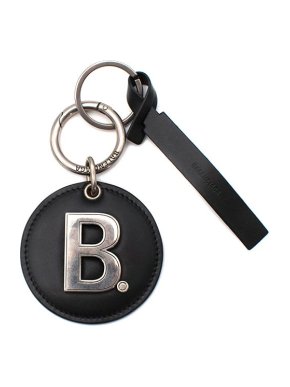 Balenciaga Black leather B mirror keychain