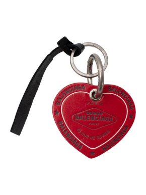 Balenciaga Red Leather Heart Keychain