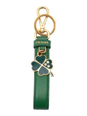 Prada Green leather Lucky Charm keyring
