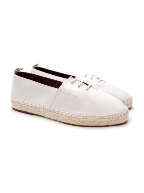 Loro Piana White lambskin leather Cadaques flat espadrilles