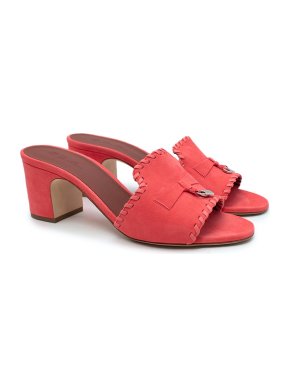 Loro Piana Coral pink Summer Charms heeled mules
