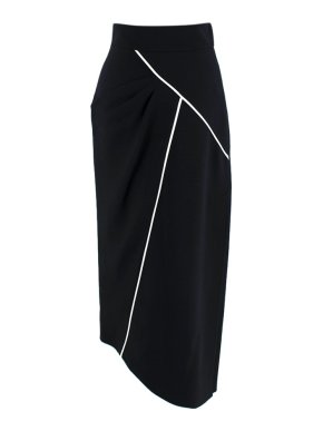 Givenchy Black wool-silk piped edge skirt