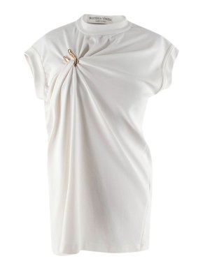 Bottega Veneta Ivory jersey ruched T-shirt