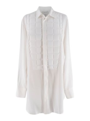 Bottega Veneta Ivory silk crepe de chine quilted shirt