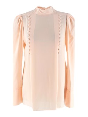 Givenchy Peach silk crepe covered button blouse