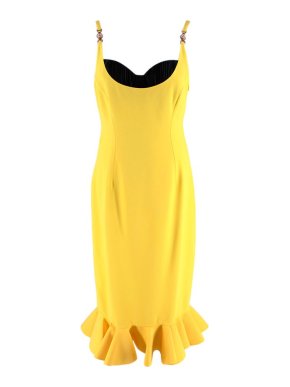Versace Yellow & black crepe bustier dress
