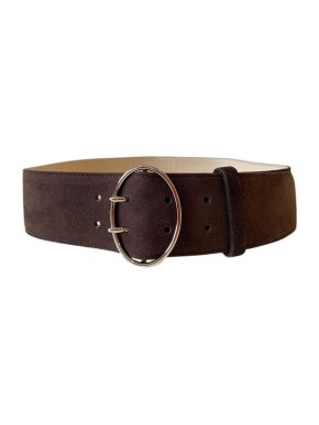 Prada Brown suede double pin buckle belt 80