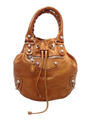 Balenciaga Tan leather Motocross City Pompon bag