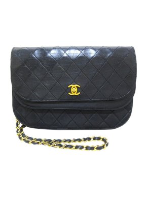 Chanel Black lambskin leather quilted double flap bag