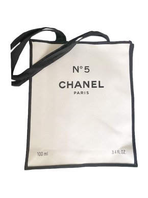 Chanel Beige & black canvas No 5 VIP gift tote bag