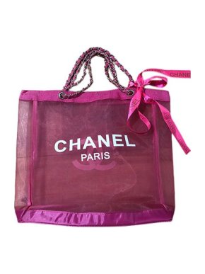 Chanel Pink mesh VIP gift logo tote bag