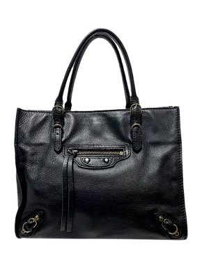Balenciaga Black leather Papier A4 tote bag