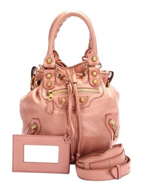 Balenciaga Pink leather Motocross Giant Pompon bag