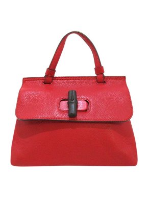 Gucci Red leather bamboo Daily bag