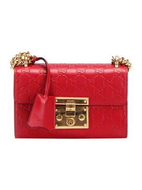 Red Guccissima leather small Padlock bag