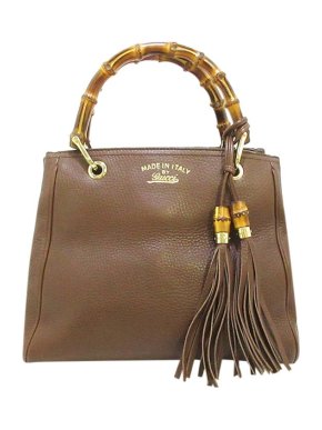Gucci Brown leather bamboo Shopper tote bag